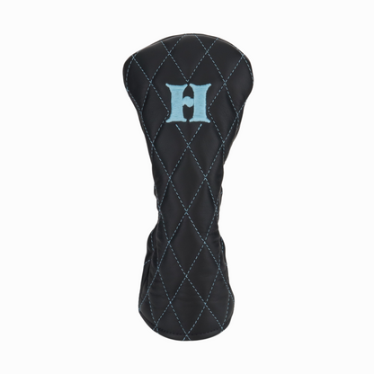 Smooth Charcoal Leather Quilted with Carolina Blue Stitching