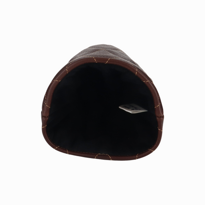 Pebbled Dark Chocolate Leather Quilted with Bourbon Stitching