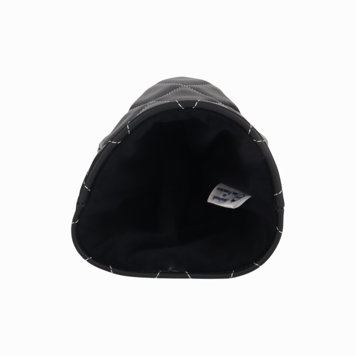 Smooth Charcoal Leather Quilted with Ivory Stitching
