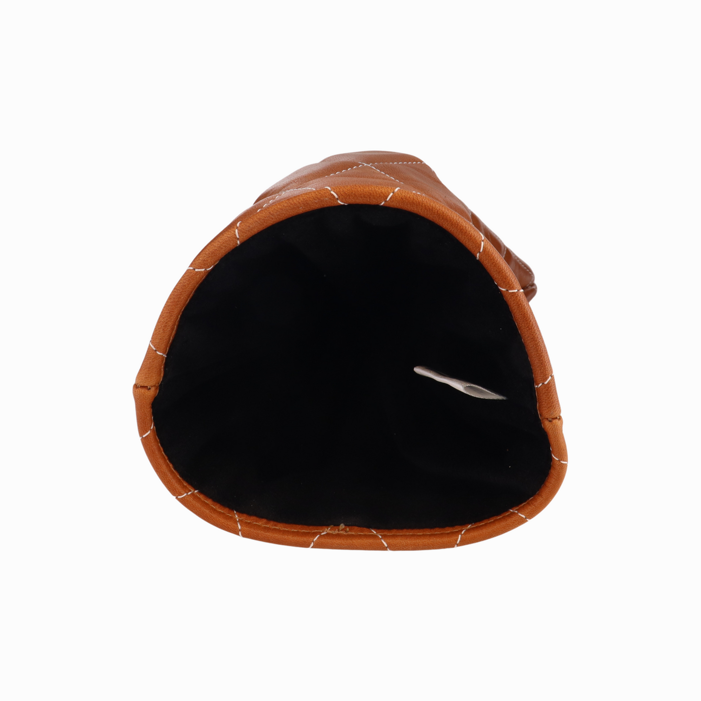 British Tan Leather Quilted with Ivory Stitching