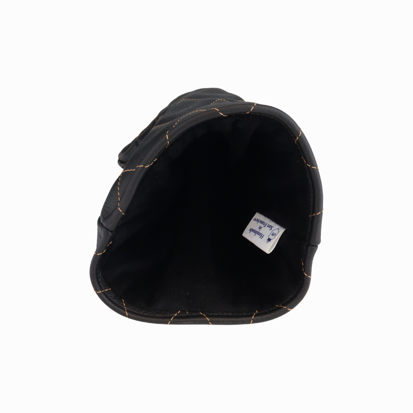 Pebbled Black Leather Quilted with Bourbon Stitching