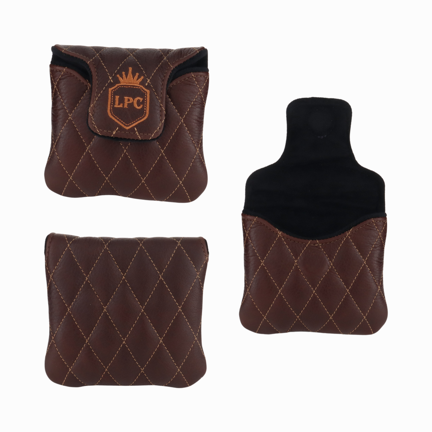 Pebbled Dark Chocolate Leather Quilted with Bourbon Stitching
